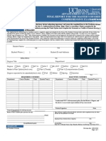 Advancement To Candidacy/ Final Report For The Master'S Degree/ Comprehensive Exam Option