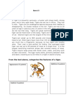 Band 3 Name: Asian Tiger: From The Text Above, Categorise The Features of A Tiger