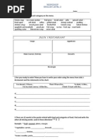 Workshop English Level 2: Restaurant and The Statements in The Chart