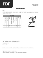 Math Worksheet: Write Your Answers On An Extra Sheet of Paper. Remember To Be Neat and Do The