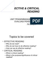 Effective & Critical Reading: Unit Pengembangan Dan Evaluasi Pendidikan Fk-Unsri