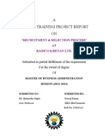 A Summer Training Project Report ON: "Recruitment & Selection Process" AT Radico Khetan LTD