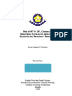 ELT Research Proposal Sample - MT in EFL Classes