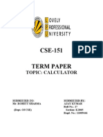 CSE-151 Term Paper: Topic: Calculator