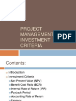  Investment Criteria