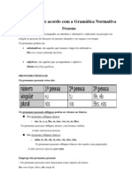 Pronomes de Acordo Com A Gramática Normativa