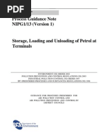 Storage Loading and Unloading of Petrol at Terminals