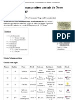 Anexo - Lista de Manuscritos Unciais Do Novo Testamento Grego - Wikipédia, A Enciclopédia Livre