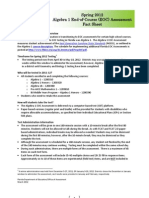 Spring 2012 Algebra 1 End-of-Course (EOC) Assessment Fact Sheet