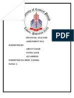 Financial Analysis Assignment No.2 Submitted By: Ahsan Nazar Usama Jalil Ali Arshad Submitted To: Prof. T.Eesha Section: A