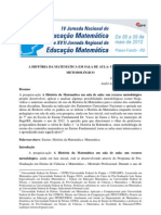 A História Da Matemática em Sala de Aula - Um Recurso Metodológico