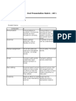 Oral Presentation Rubric: AR Verb Dialogue