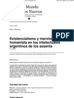 Existencialismo y Marxismo Humanista en Los Intelectuales Argentinos de Los Sesenta