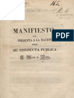 José María Pando. Manifiesto Que Presenta A La Nación Sobre Su Conducta Pública D. José María de Pando. Caracas, 1827.