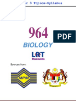 964 Biology (PPU - STPM) Semester 3 Topics-Syllabus