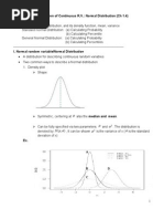 Distribution of Continuous R.V.: Normal Distribution (CH 1.4) Topics