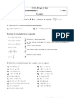 Ficha de Trabalho - Equações