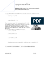 Pythagorean Triples Worksheet