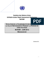 Evolution de La Vulnerabilite Des Menages de La Ville D'antananarivo Pendant La Periode de Crise Politique Mcram - Juin 2012