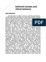 Organizational Manger and Ethical Behavior