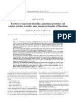 Erythrocyte Superoxide Dismutase, Glutathione Peroxidase and Catalase Activities in Healthy Male Subjects in Republic of Macedonia