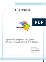 Microsoft Corporation: Organization Analysis in The Light of Strategic Management Tools & Techniques