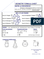 Algebra / Geometry Formula Sheet: Perimeter and Circumference