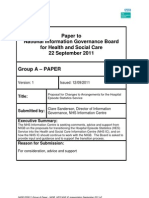 Paper To National Information Governance Board For Health and Social Care 22 September 2011 Paper A