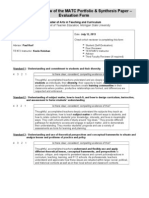 Summative Review of The MATC Portfolio & Synthesis Paper - Evaluation Form