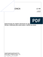 L5169 - Determinação de Oxigênio Dissolvido em Águas - Método de Winkler Modificado Pela Ázida Sódica