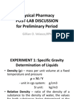 Physical Pharmacy Post-Lab Discussion For Preliminary Period