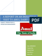 A Report On An Industrial Visit To Amul Dairy Anand New