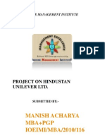 Manish Acharya Mba+Pgp IOEIMI/MBA/2010/116: Project On Hindustan Unilever LTD