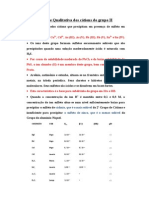 Análise Qualitativa Sistêmica Dos Cátions Do Grupo II