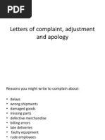 Letters of Complaint and Apology Example