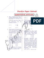 Practice Paper (Solved) : Quantitative Aptitude