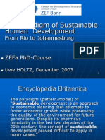 The Paradigm of Sustainable Human Development: From Rio To Johannesburg