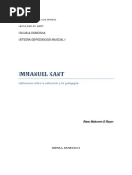 Immanuel Kant: Reflexiones Sobre La Educación y La Pedagogía