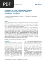 Evaluation of Voice and Quality of Life After Transoral Endoscopic Laser Resection of Early Glottic Carcinoma