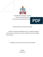 PROJETO E TESTES EXPERIMENTAIS DE UM REGULADOR DE VELOCIDADE BASEADO EM LEI DE CONTROLE PID DE ORDEM FRACIONÁRIA. (Versão - Ebah) PDF