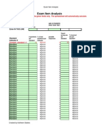 Item Analysis Spreadsheet Template