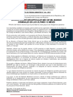 Dirincri Logró Desarticular Más de Mil Bandas Criminales en Los Últimos 12 Meses