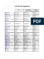 Verb List Irregular