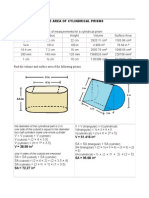 Exercises - Volume - Cylinder - Answer Key