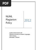 NUML Plagiarism Policy V 2.0