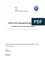 Toyota Crisis - Management Ignorance