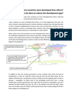 Why Are Some Countries More Developed Than Others? What Can Be Done To Reduce The Development Gap