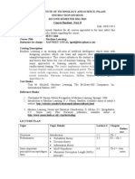 Handout BITS-C464 Machine Learning - 2013