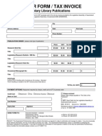 Order Form / Tax Invoice: Parliamentary Library Publications