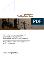 The Decline of Investment in East Asia Since The Asian Financial Crisis: An Overview and Empirical Examination